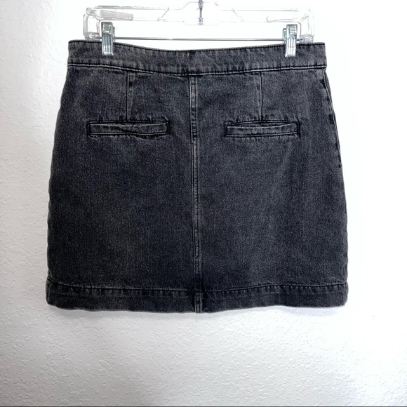 Free People Jean Skirt Women Size 30 Button Front Washed Black Mini High Rise CL - Picture 3 of 8